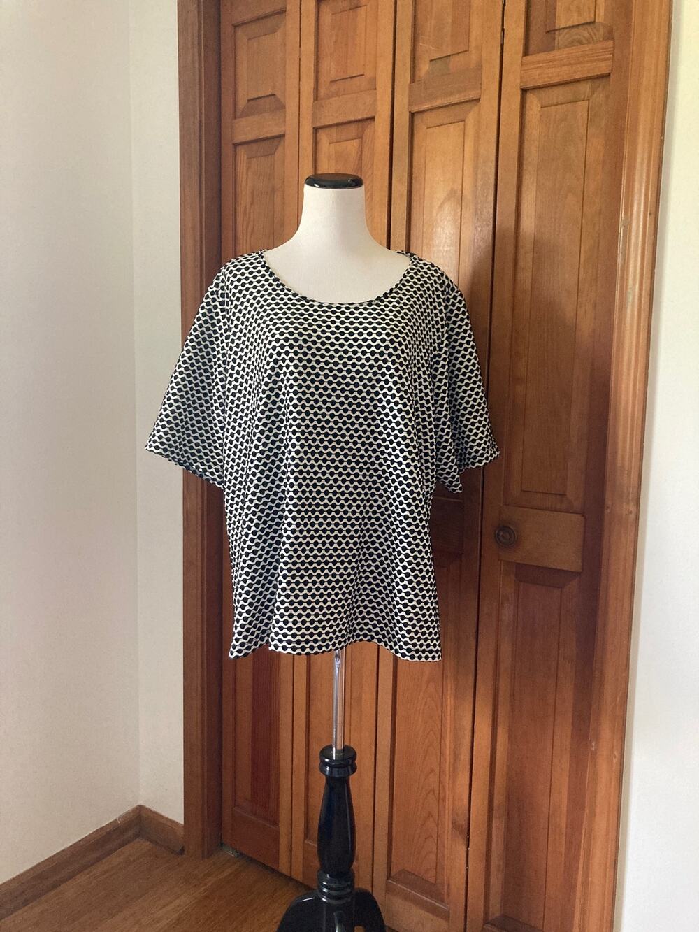 Ruby Rd. Black & White Stretch Pullover Top, Size 3X